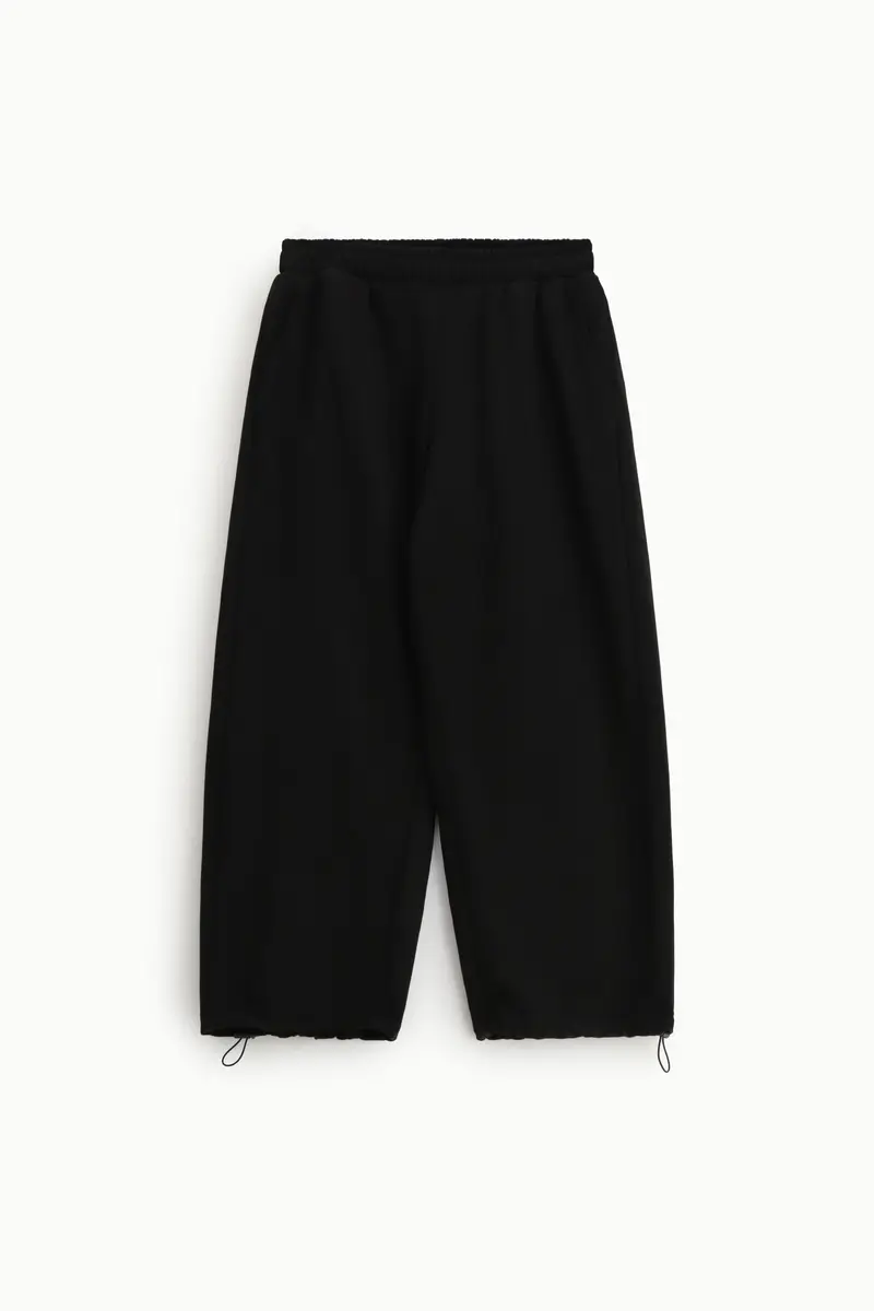 Trousers baggy-fit vita media con fondo regolabile Nero