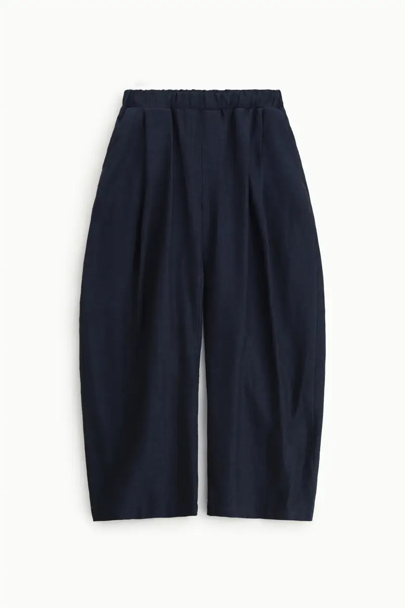Trousers baggy-fit vita media con pince Blu