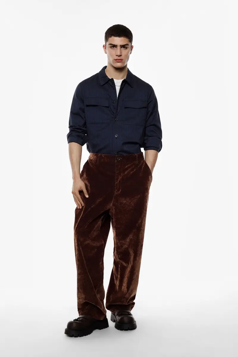 Trousers baggy-fit vita media tasche laterali Moro miniatura 2