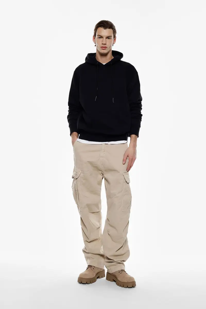 Trousers cargo baggy-fit con tasche applicate Beige miniatura 2