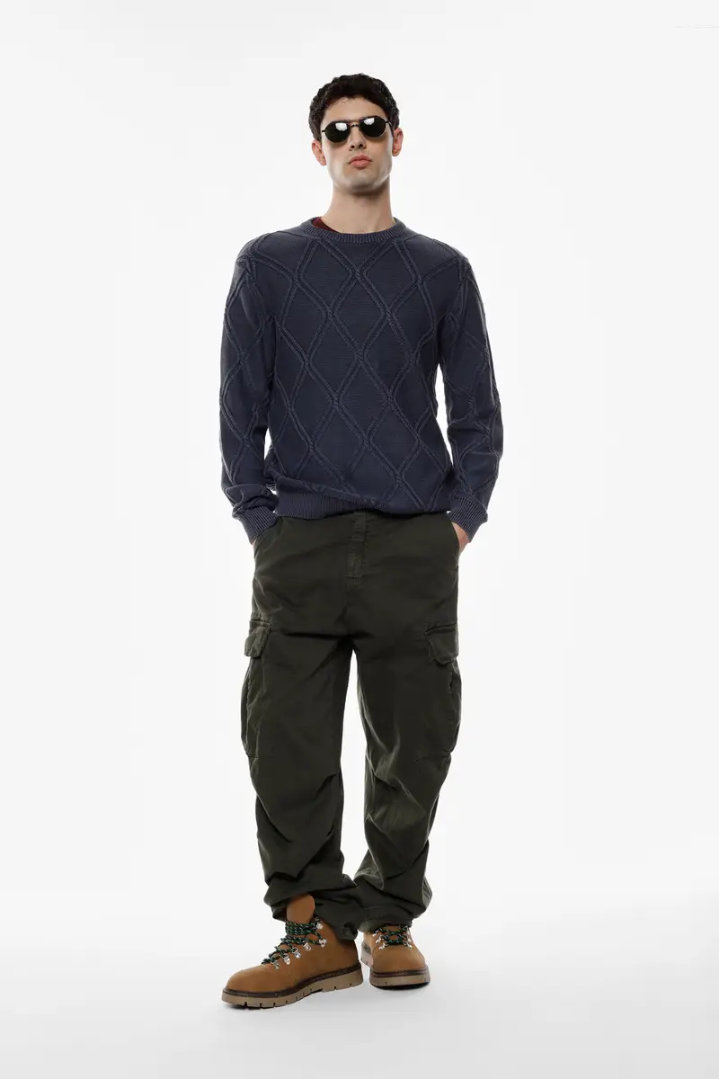 Trousers cargo baggy-fit con tasche applicate Militare miniatura 2