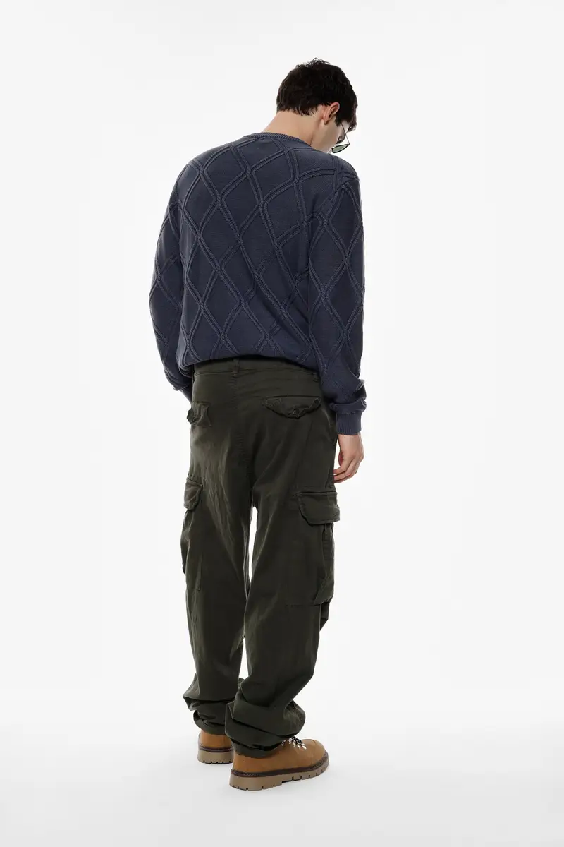 Trousers cargo baggy-fit con tasche applicate Militare miniatura 3