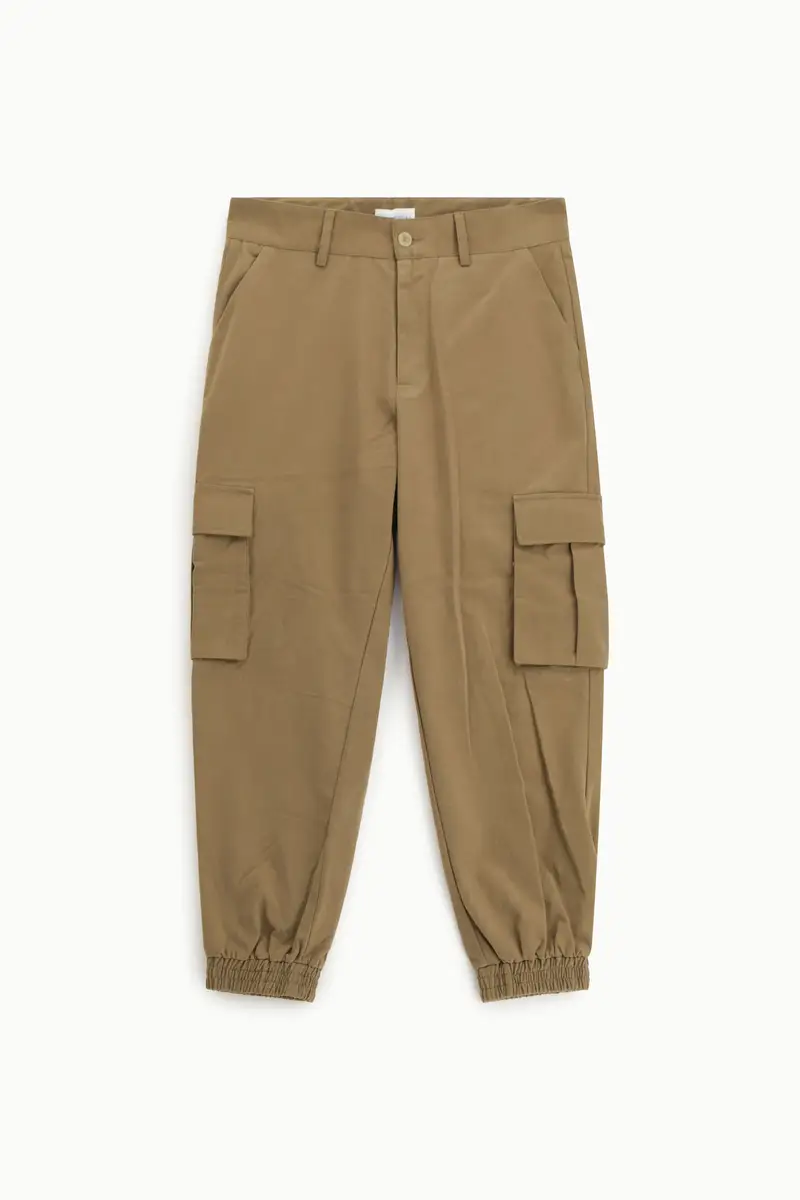 Trousers cargo baggy-fit con tasche laterali Camel