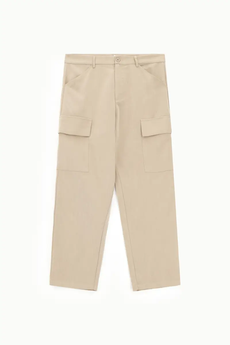 Trousers cargo fit ampio con tasche laterali Camel