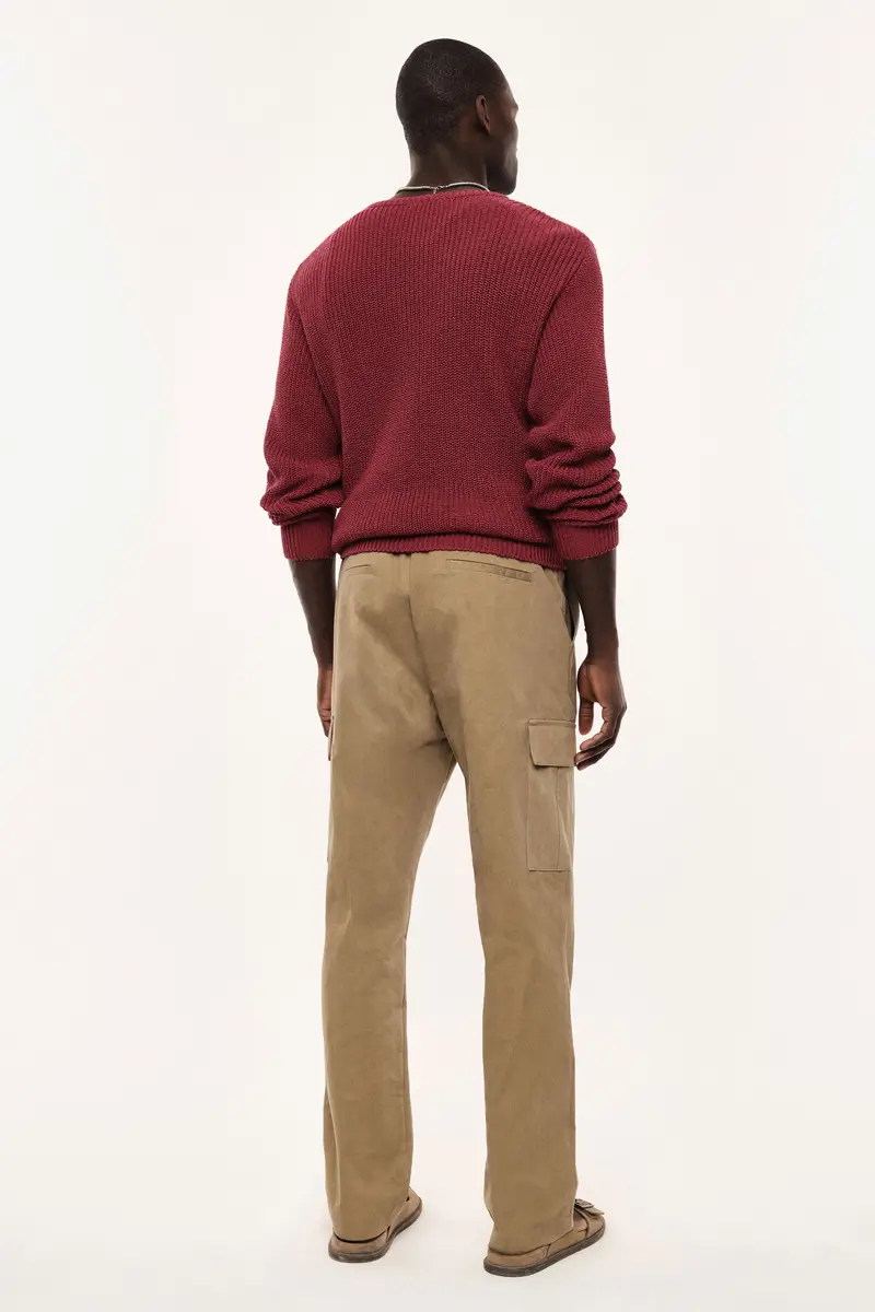 Trousers cargo fit ampio con tasche laterali Tabacco miniatura 3