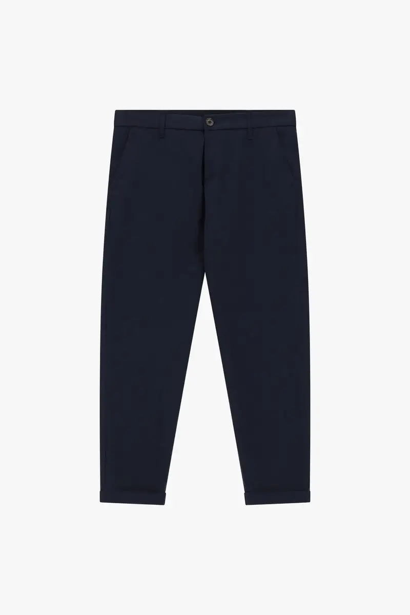 Trousers chino-fit con risvolto e tasche laterali Navy