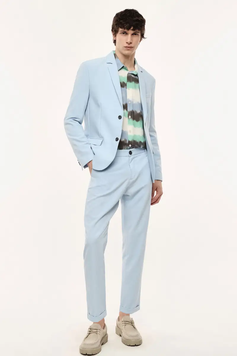 Trousers chino-fit con risvolto e tasche laterali Polvere miniatura 2