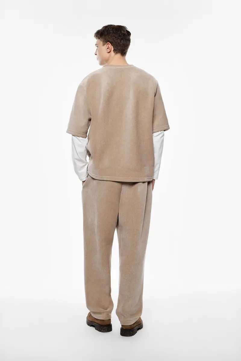 Trousers jogger fit con coulisse vita elasticizzata Beige miniatura 3