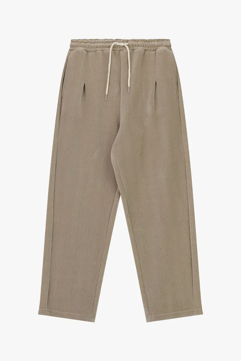 Trousers jogger fit con coulisse vita elasticizzata Beige