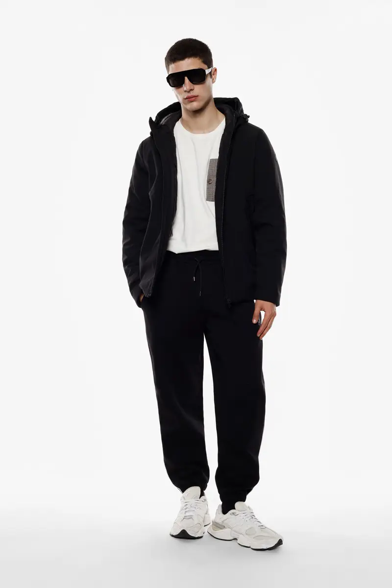 Trousers jogging fit con dettagli piping laterali Nero miniatura 3