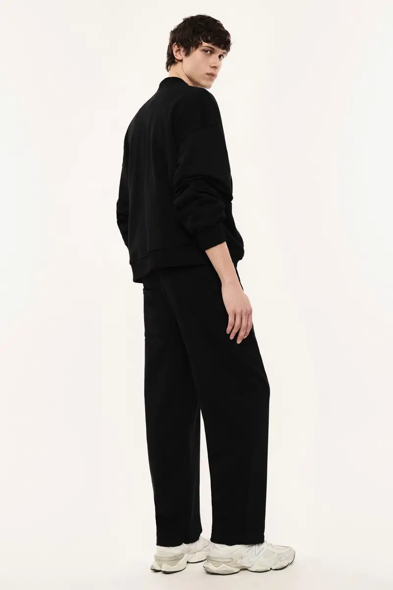 Trousers jogging fit con vita elasticizzata Nero miniatura 3