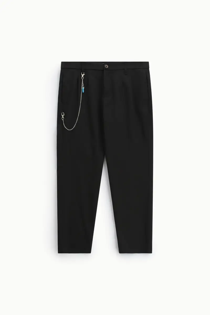 Trousers regular-fit con catena decorativa Nero