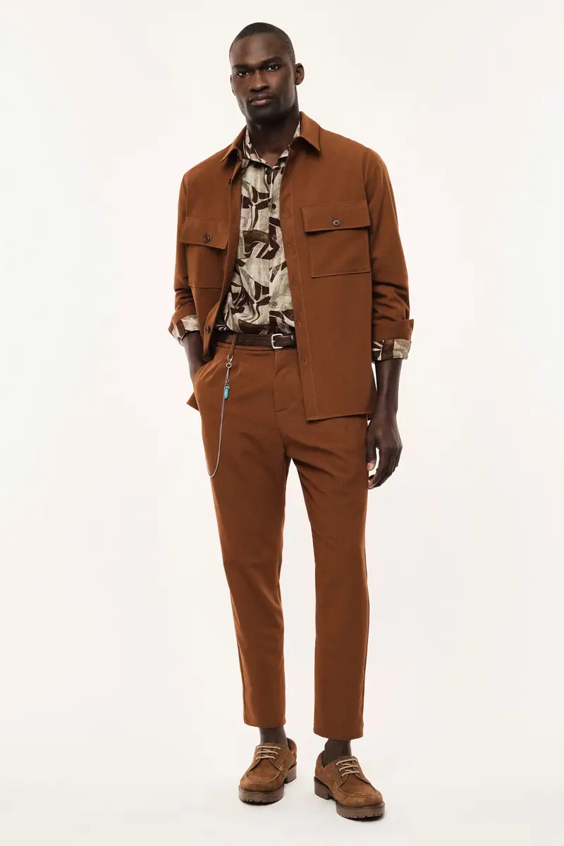 Trousers regular-fit con catena decorativa Tabacco miniatura 2