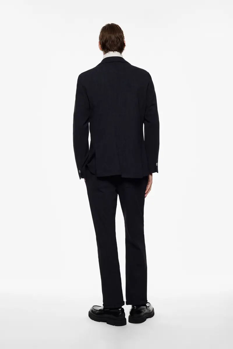 Trousers regular-fit con coulisse e risvolto Nero miniatura 4