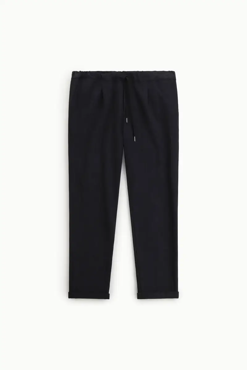Trousers regular-fit con coulisse e risvolto Nero