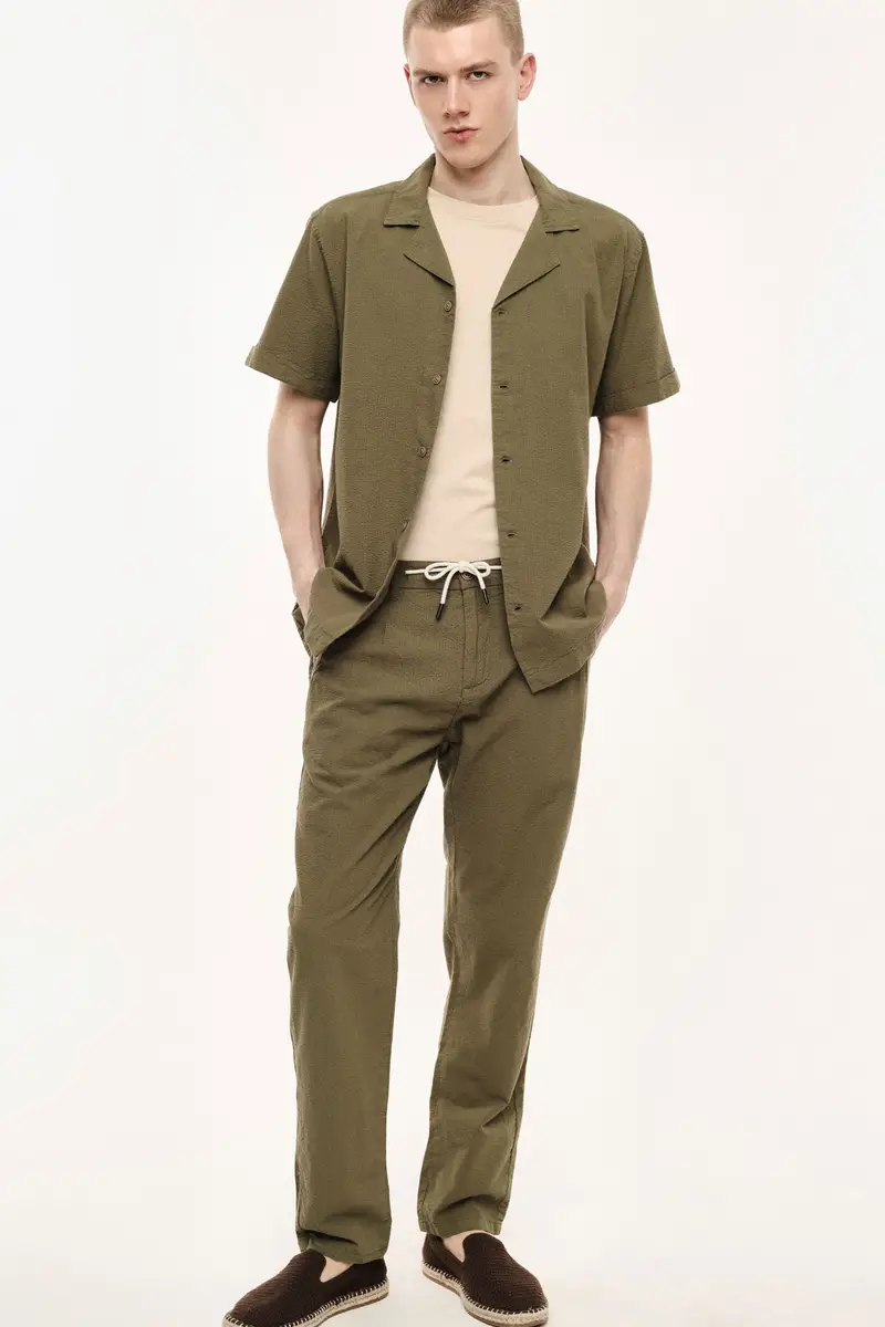 Trousers regular-fit con coulisse e tasche laterali Army miniatura 2