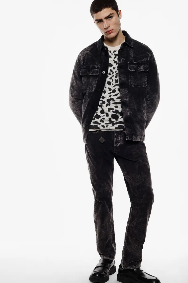 Trousers regular-fit con effetto lavato Nero miniatura 2