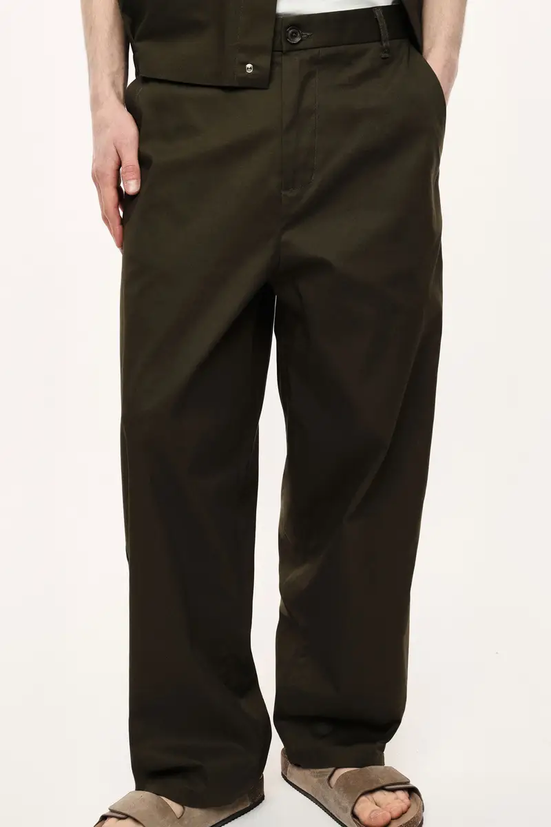 Trousers regular-fit con gamba dritta e tasche laterali Militare miniatura 3