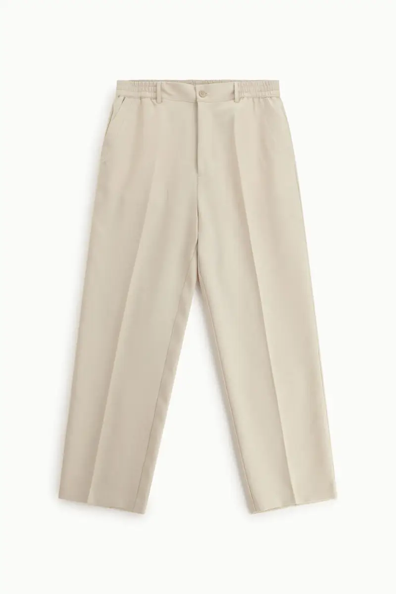 Trousers regular-fit con pince e cintura elasticizzata Beige