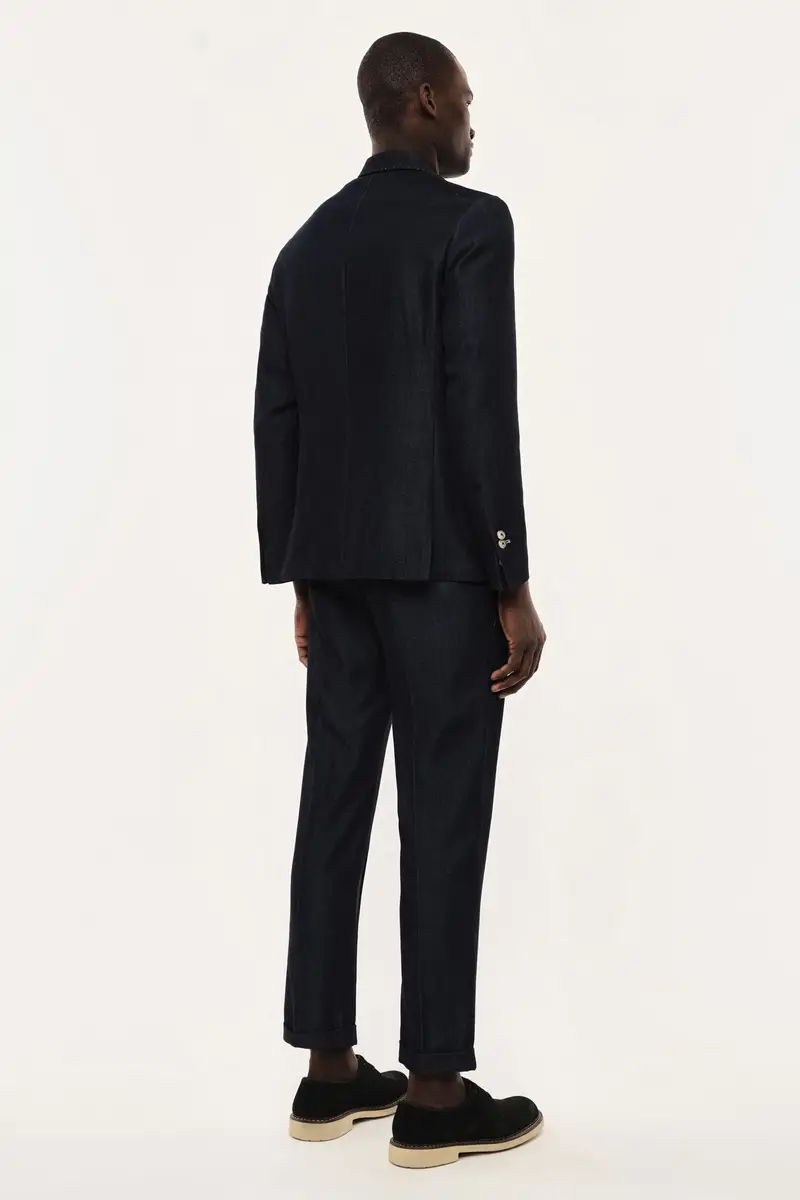 Trousers regular-fit con pince e risvolto Denim miniatura 3