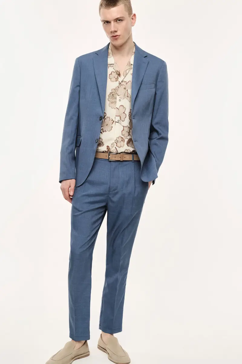 Trousers regular-fit con pince e tasche laterali Bluette miniatura 2