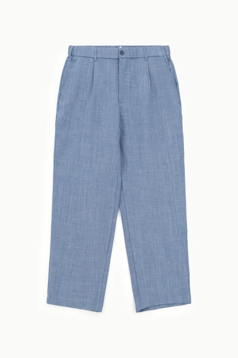 Trousers regular-fit con pinces e vita media Blu