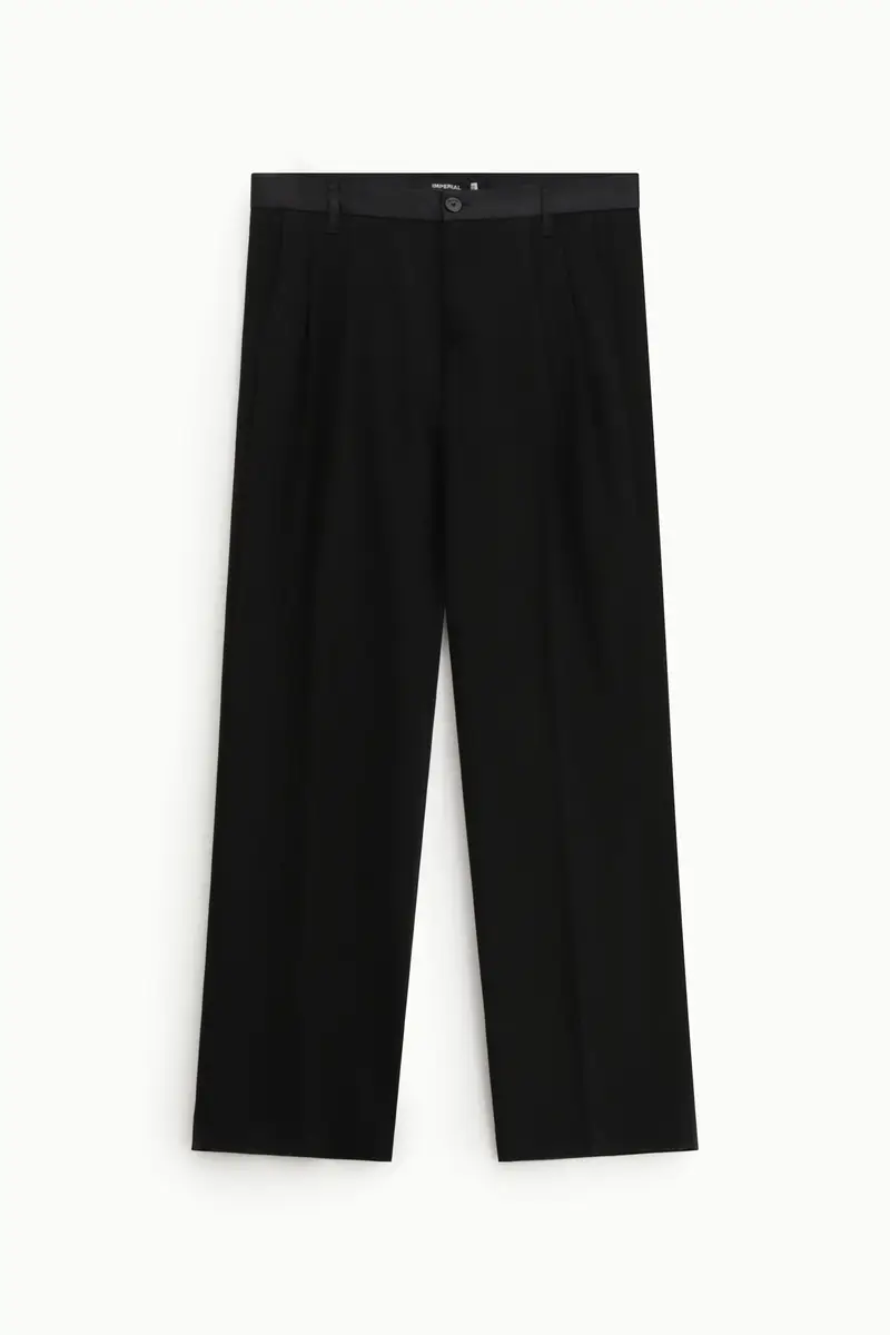 Trousers regular-fit con pinces e vita media Nero