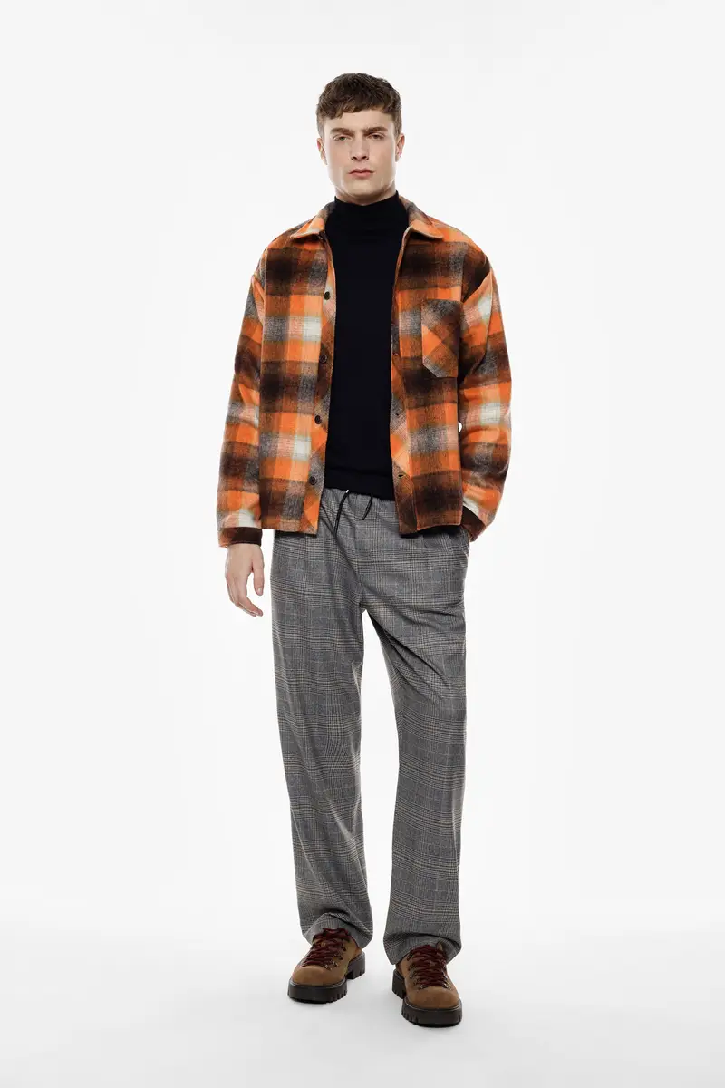 Trousers regular-fit con stampa check e vita elasticizzata Grigio miniatura 2