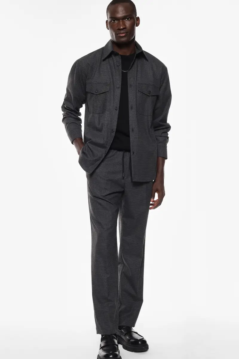 Trousers regular-fit con stampa micro fantasia Nero miniatura 2