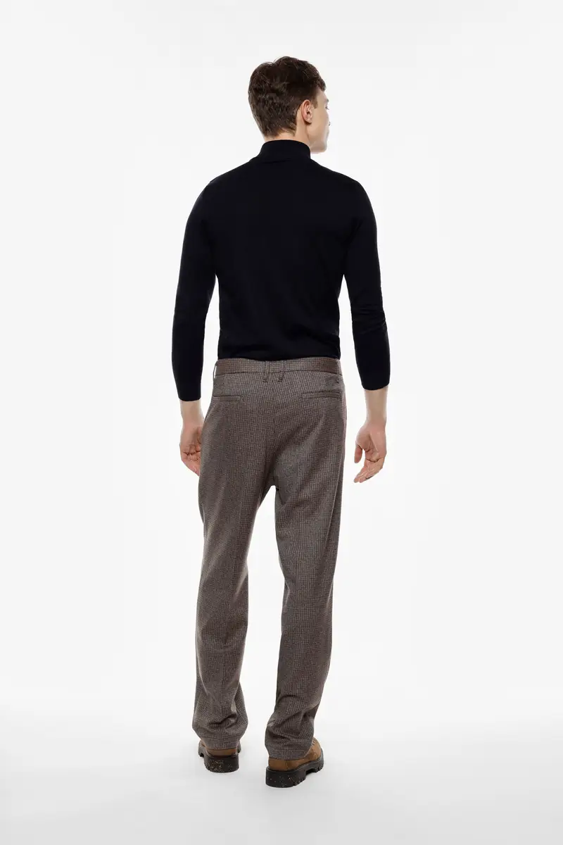 Trousers regular-fit con stampa micro motivo e pinces Fango miniatura 3