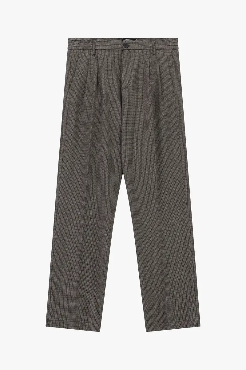 Trousers regular-fit con stampa micro motivo e pinces Fango