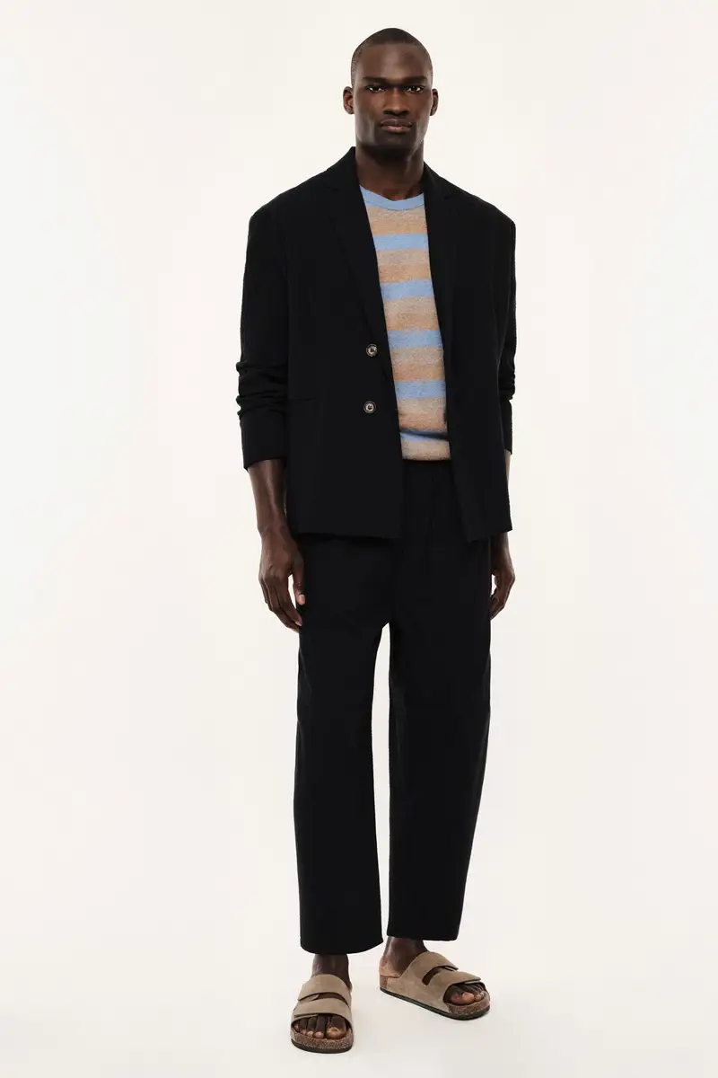 Trousers regular-fit con vita elasticizzata e gamba dritta Blu miniatura 2