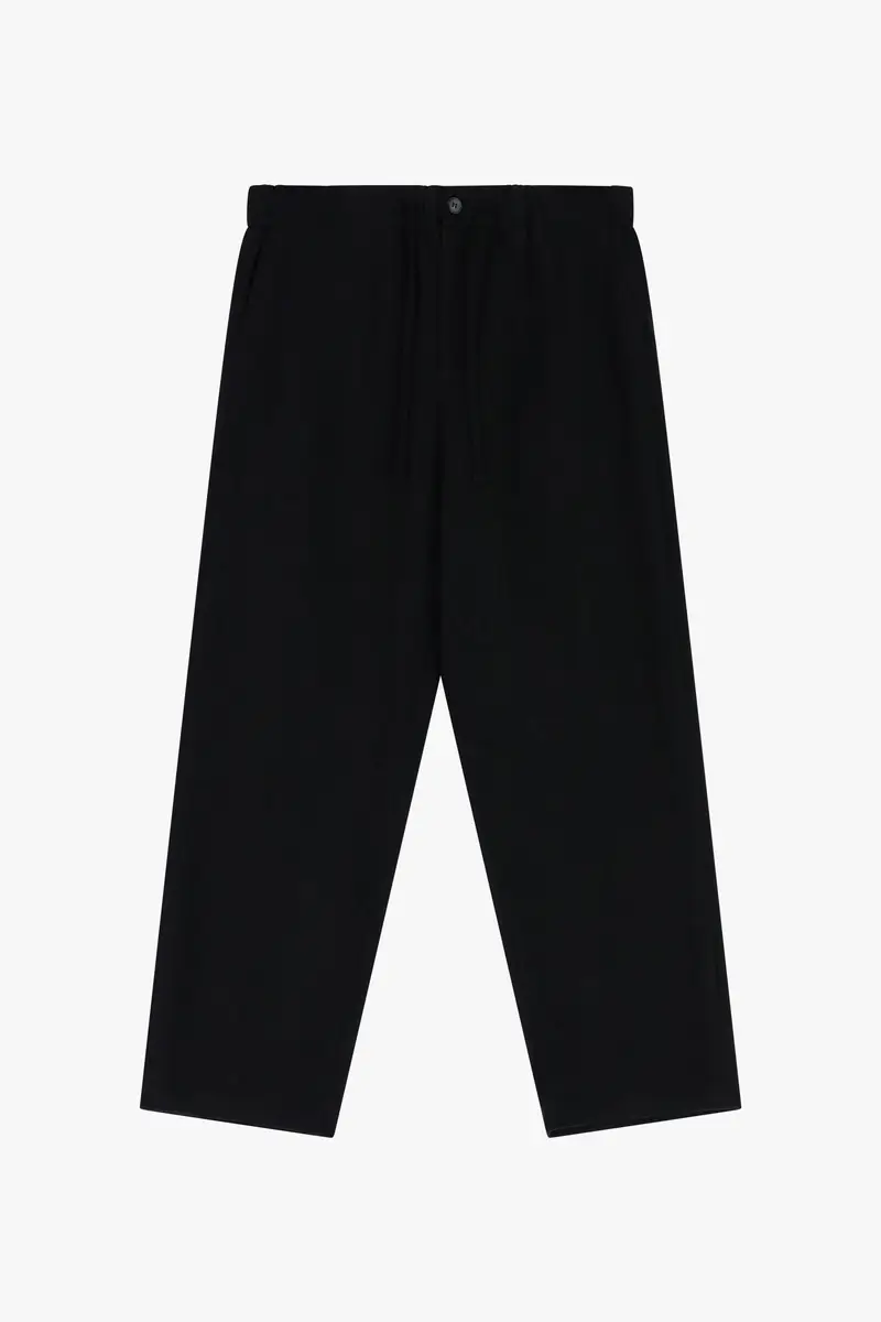 Trousers regular-fit con vita media e coulisse Nero