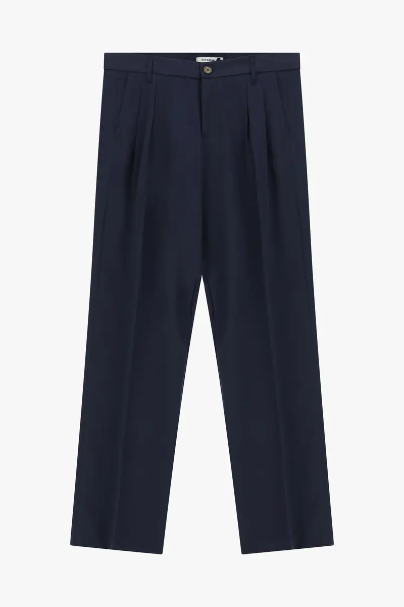 Trousers regular-fit pinces e chiusura con bottone Navy