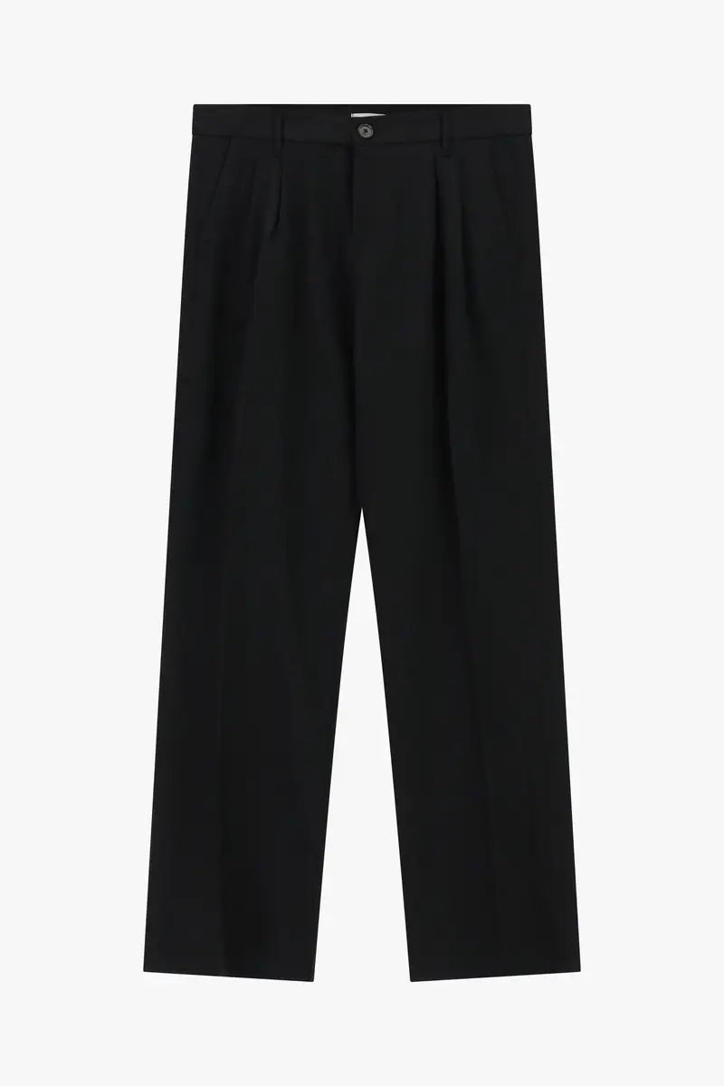 Trousers regular-fit pinces e chiusura con bottone Nero