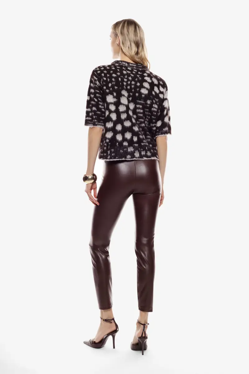 Trousers skinny fit vita alta effetto pelle Moro miniatura 3