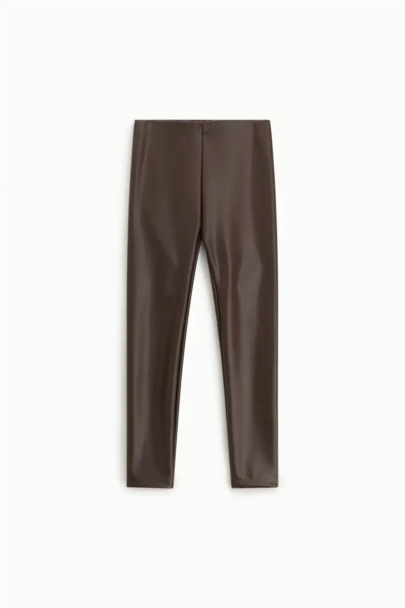 Trousers skinny fit vita alta effetto pelle Moro