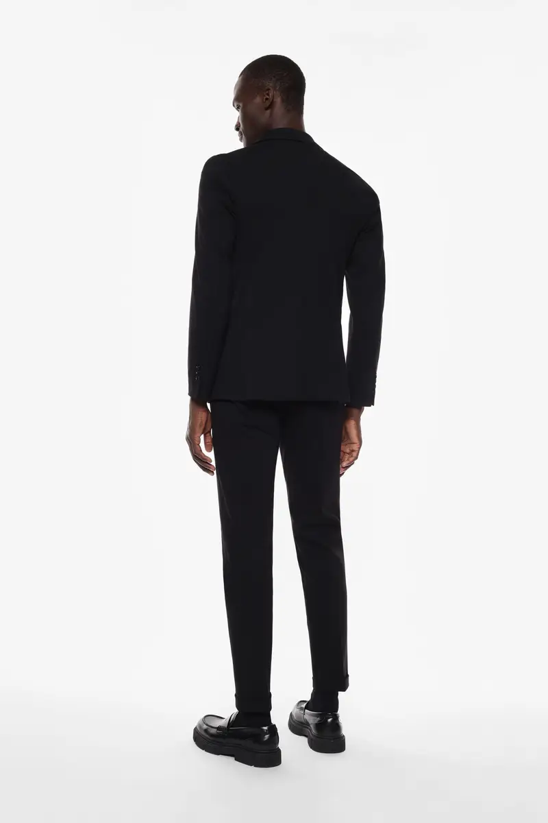 Trousers slim-fit con cintura alta e risvolto Nero miniatura 4