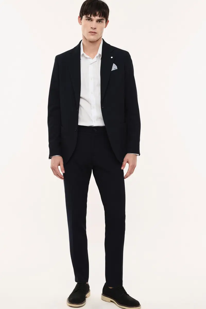 Trousers slim-fit con piega centrale sartoriale Blu miniatura 2