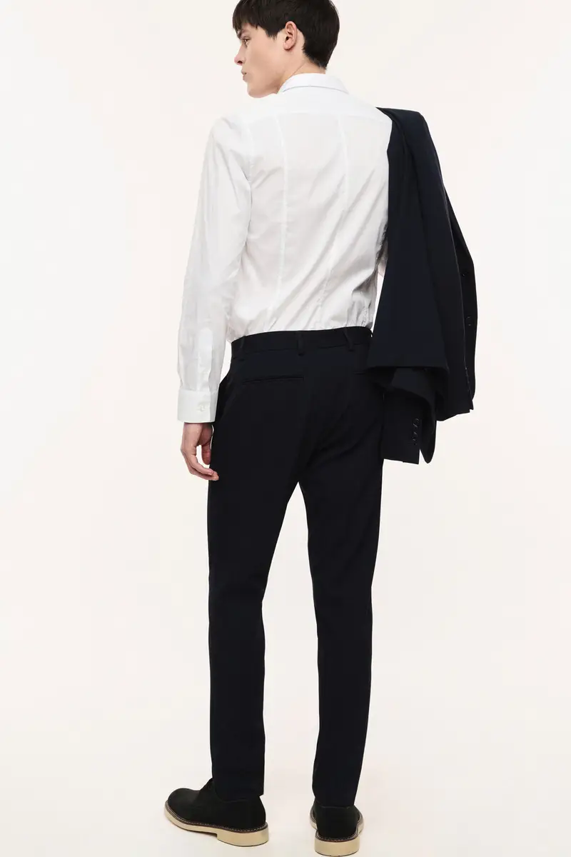 Trousers slim-fit con piega centrale sartoriale Blu miniatura 3