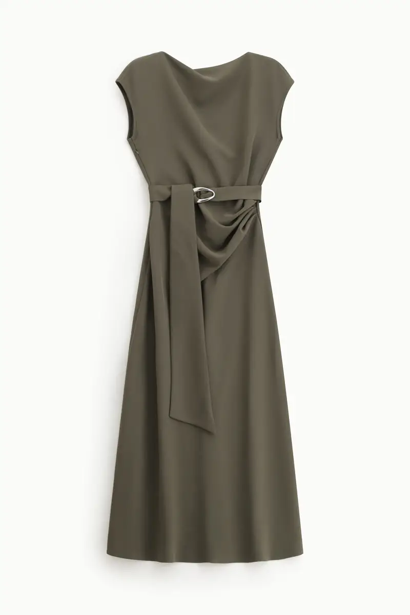 Vestito lungo con scollo asimmetrico Militare