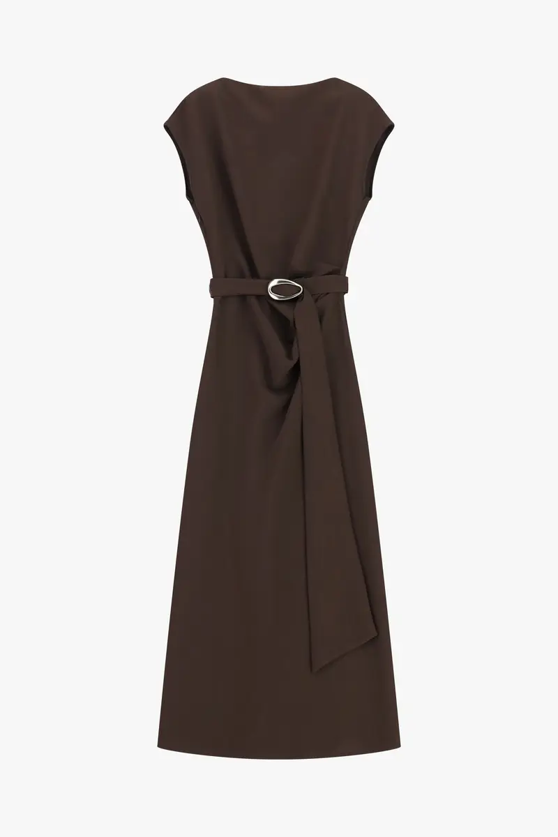 Vestito lungo con scollo asimmetrico Moro