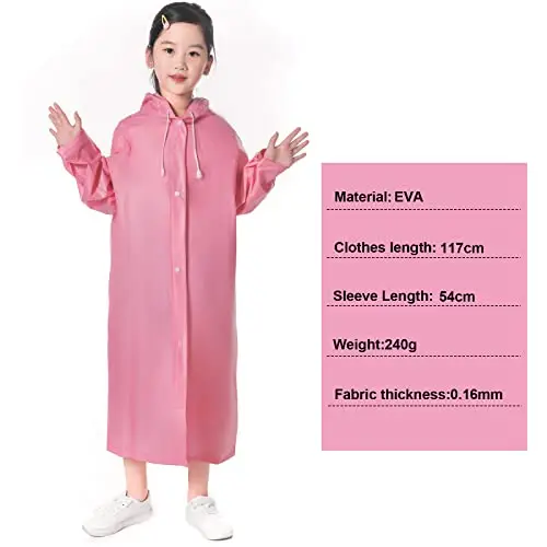 Impermeabile Cappotto da Pioggia Poncho per Bambini, Eva Giacche da Pioggia con Cappuccio per Ragazzi Ragazze, Mantella miniatura 2