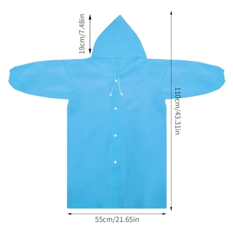 Impermeabile per Bambini, Poncho Pioggia Bambini Riutilizzabile Eva Giacca da Pioggia con Cappuccio Unisex, Cappotto da Pioggia Mantella Antipioggia per Campeggio Viaggio Attività all'aperto (blu) miniatura 2