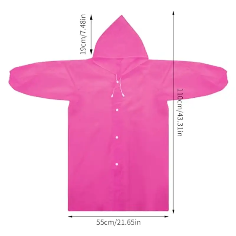 Impermeabile per Bambini, Poncho Pioggia Bambini Riutilizzabile Eva Giacca da Pioggia con Cappuccio Unisex, Cappotto da Pioggia Mantella Antipioggia per Campeggio Viaggio Attività all'aperto (rosa) miniatura 2