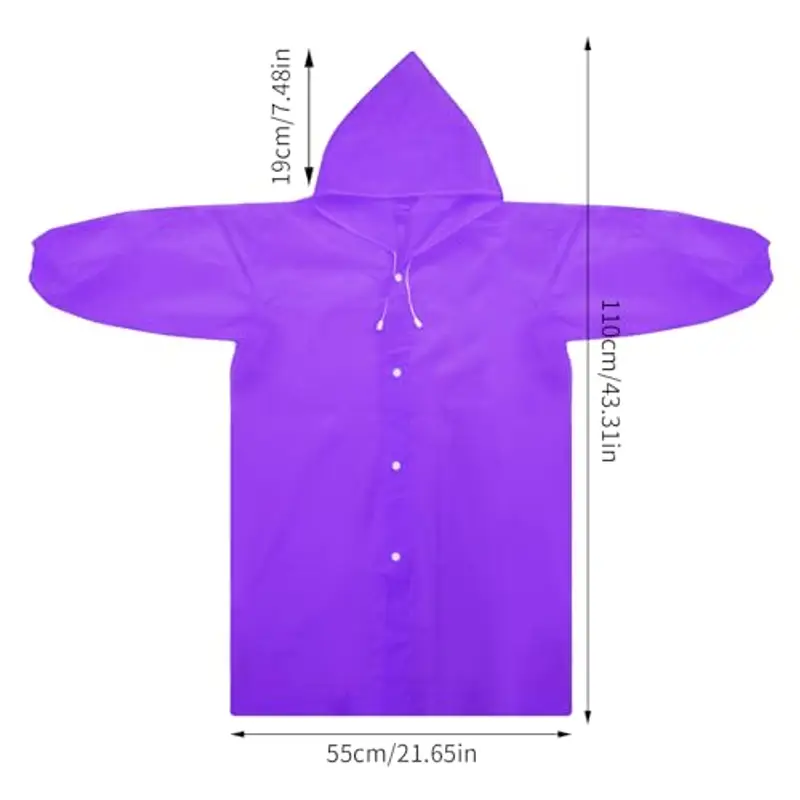 Impermeabile per Bambini, Poncho Pioggia Bambini Riutilizzabile Eva Giacca da Pioggia con Cappuccio Unisex, Cappotto da Pioggia Mantella Antipioggia per Campeggio Viaggio Attività all'aperto (Viola) miniatura 2