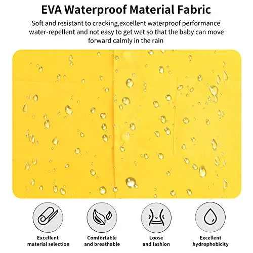 Impermeabile Pioggia Bambino, Mantello Antipioggia con Cappuccio, Poncho Giacca Cappotto per Ragazzi, Kids Raincoat per miniatura 3