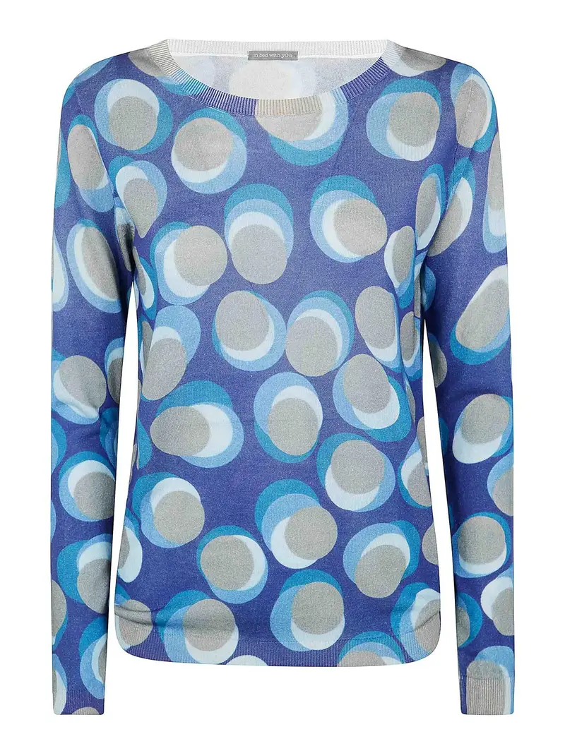 Maglione da collo stampato in barca Blu