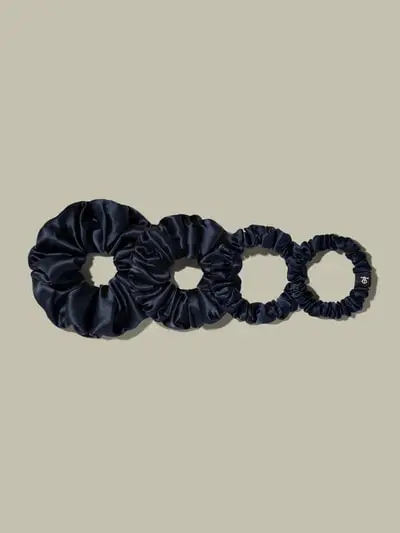 4 Pack Different Silk Hair Scrunchies Set containing different types, great for thick or thin hair EURBlu