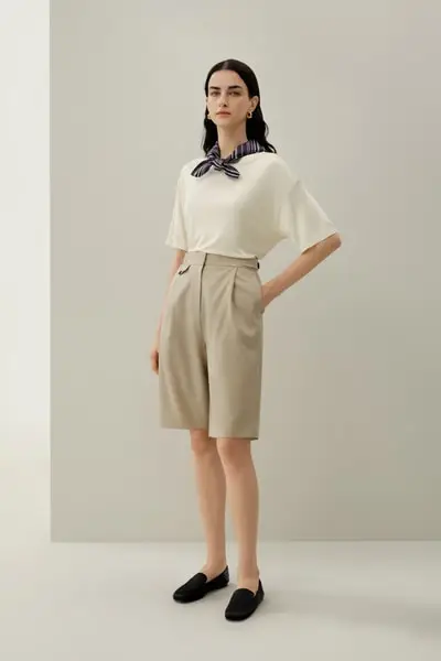 Bermuda Premium in Miscela Seta-Lana con Vestibilità Sartoriale EURMandorla